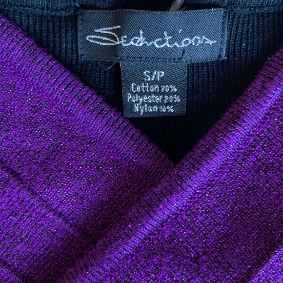 Bandage style dress in purple and black. Size small. - Picture 6 of 7